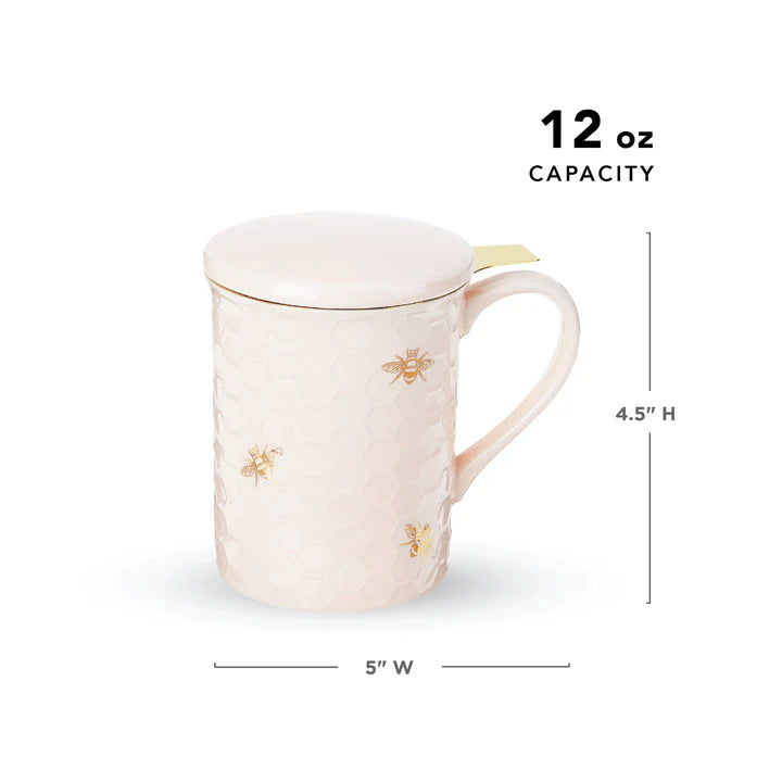 Annette Ceramic Tea Mug and Infuser ~ Honeycomb