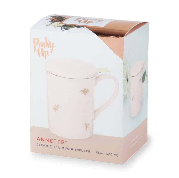 Annette Ceramic Tea Mug and Infuser ~ Honeycomb