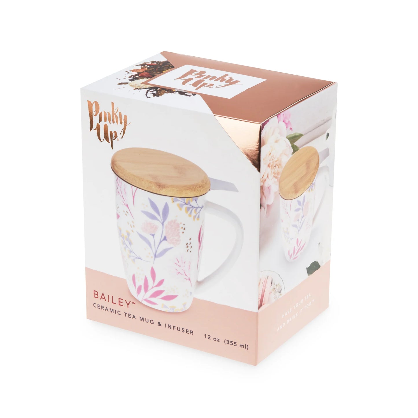 Bailey Ceramic Tea Mug and Infuser ~ Botanical Bliss