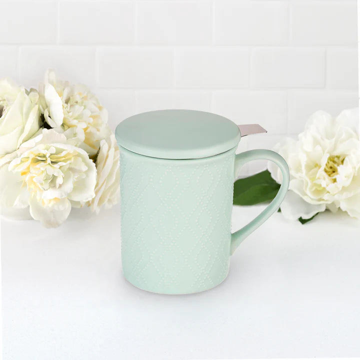 Annette Ceramic Tea Mug and Infuser ~ Souk Mint