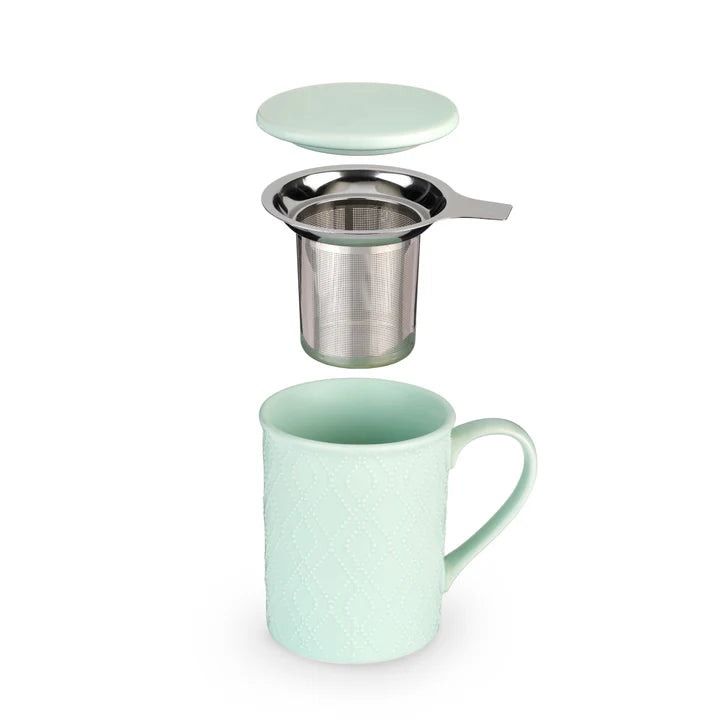 Annette Ceramic Tea Mug and Infuser ~ Souk Mint