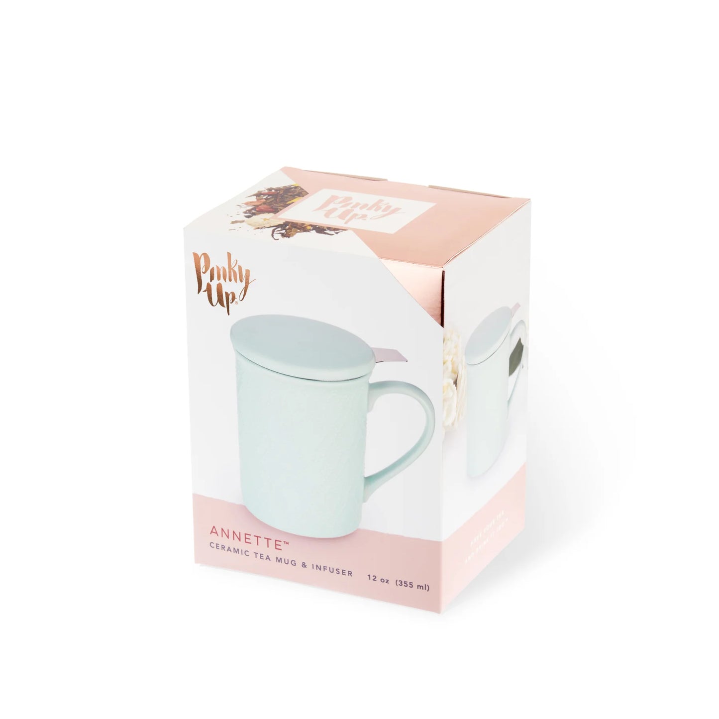 Annette Ceramic Tea Mug and Infuser ~ Souk Mint