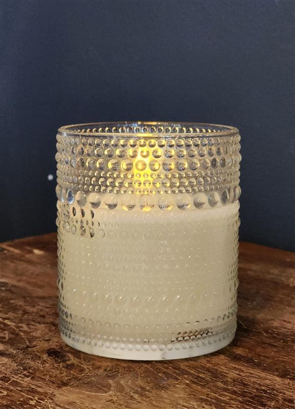 Radiance Celebration Embossed LED Candle ~ 3.5 X 4 ~ Simply Ivory