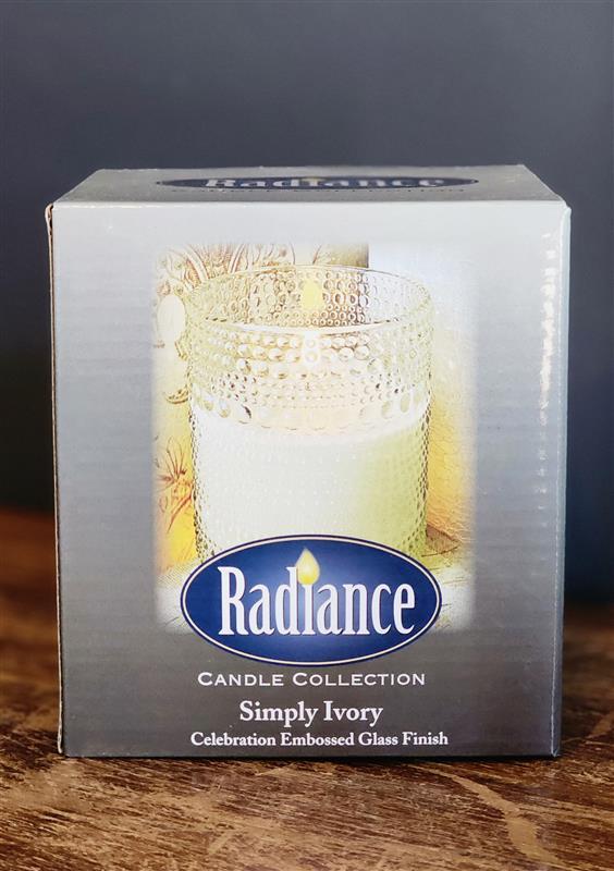 Radiance Celebration Embossed LED Candle ~ 3.5 X 4 ~ Simply Ivory