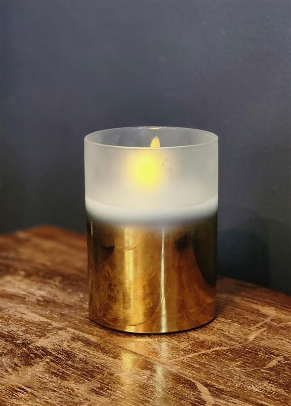 Radiance LED Candle ~ 3.5 X 5 ~ Metallic Frost