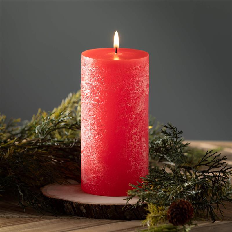 Ritz Red Timber Pillar Candle