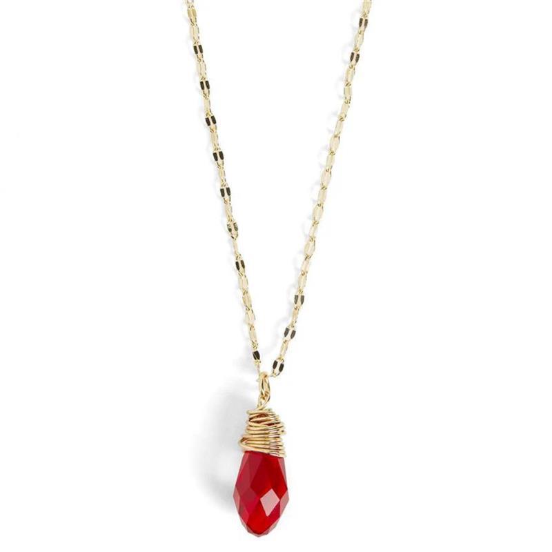 Holiday Faceted Bulb Necklace ~ Red & Gold