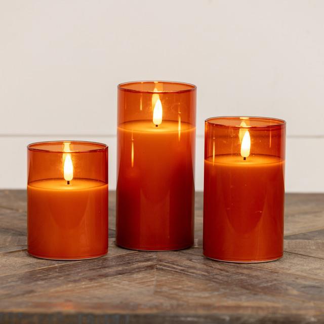 Sienna Glass 3D Flameless Candle ~ 6 Inches