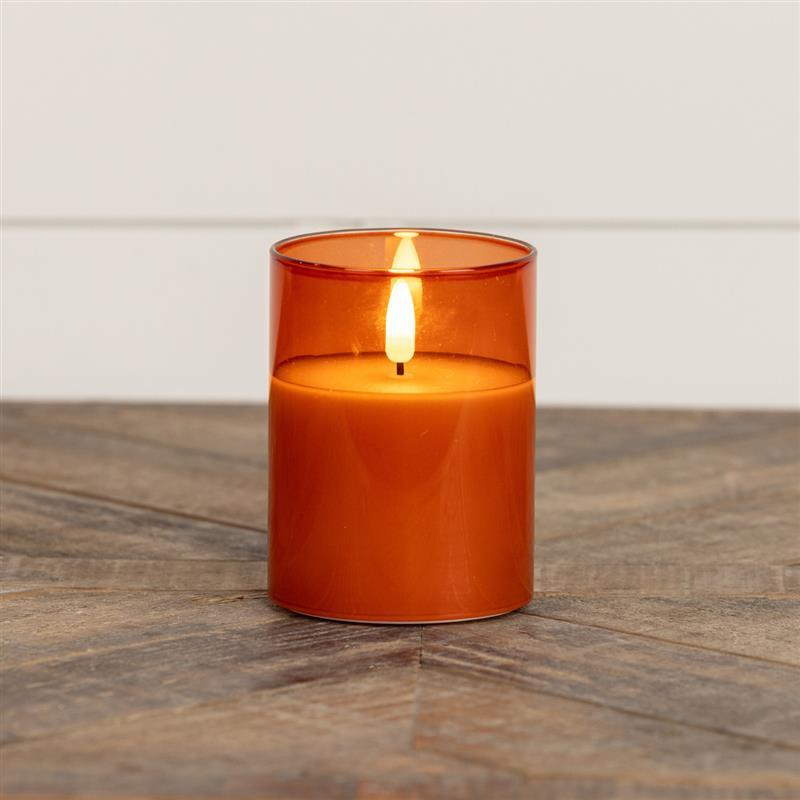 Sienna Glass 3D Flameless Candle ~ 4 Inches