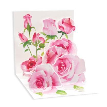 Mini Pop-Up Card ~ Pink Roses ~ All Occasion
