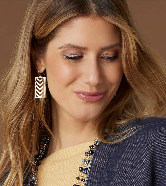 Chevron Drop Earring ~ Silver