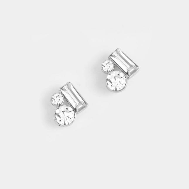 Bejeweled Cluster Stud Earrings ~ Silver