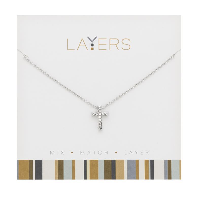 Silver Cross Layers Necklace
