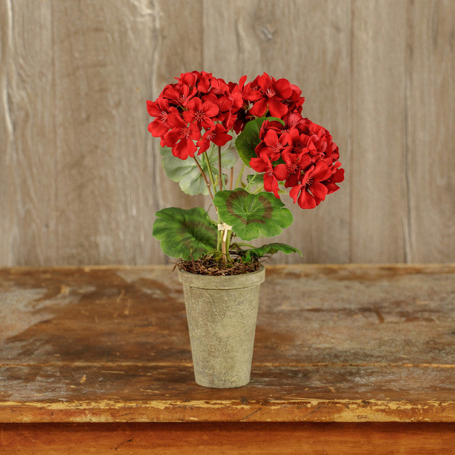 Red Potted Geranium ~ 14 Inches