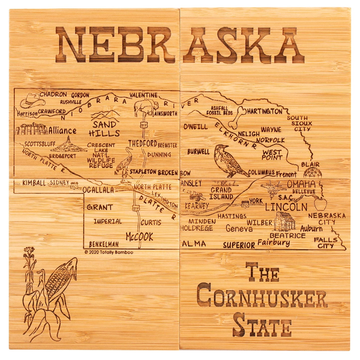 Nebraska Puzzle 4-Pc. Coaster Set with Case
