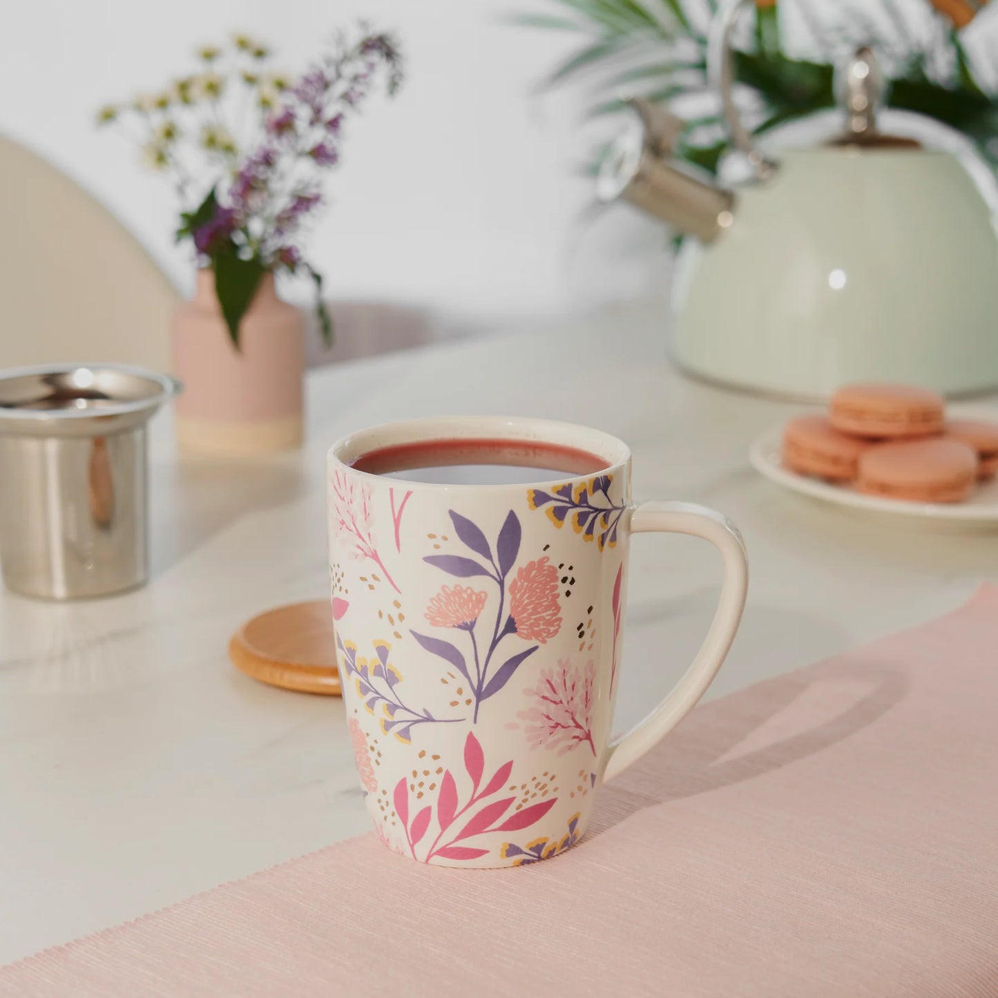 Bailey Ceramic Tea Mug and Infuser ~ Botanical Bliss