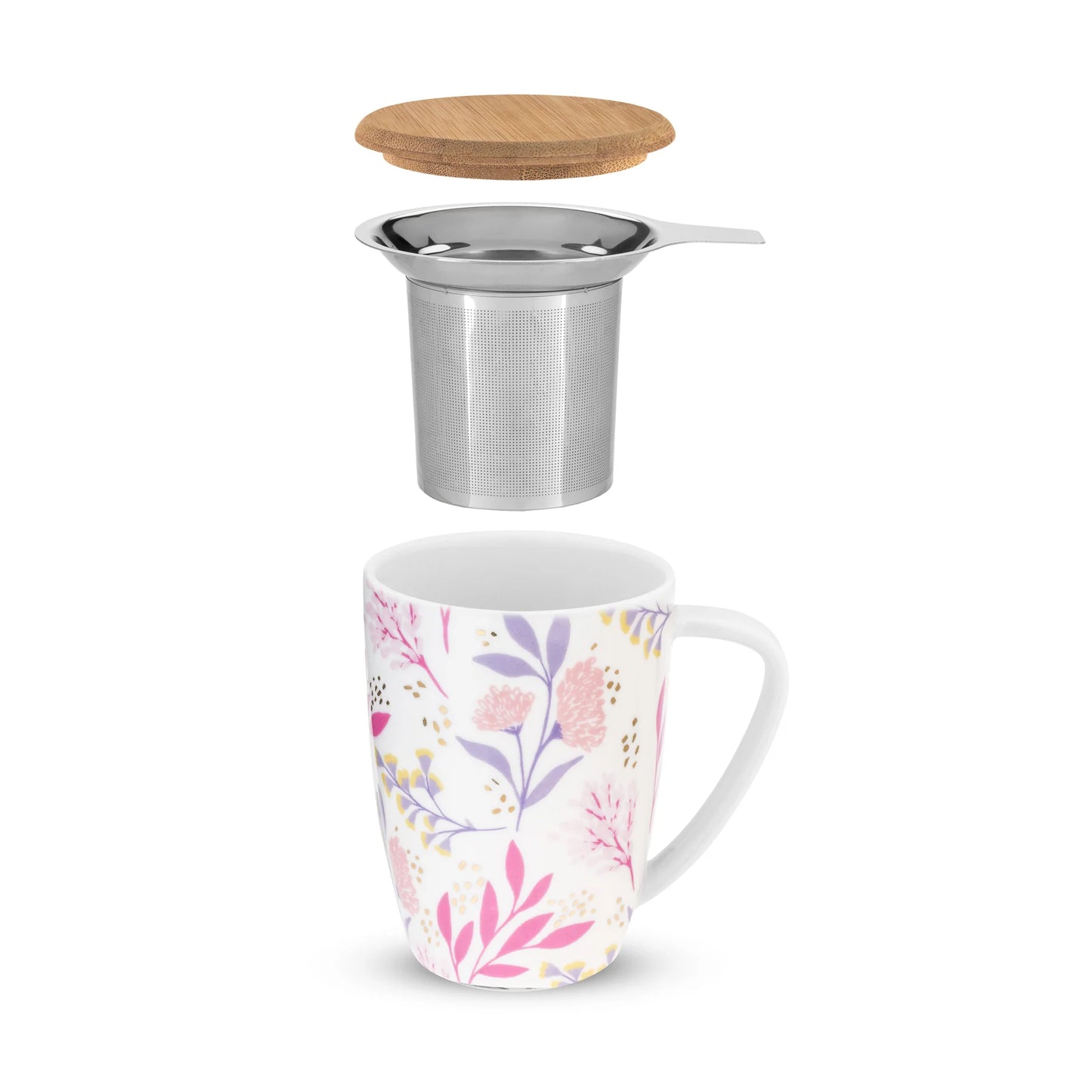 Bailey Ceramic Tea Mug and Infuser ~ Botanical Bliss