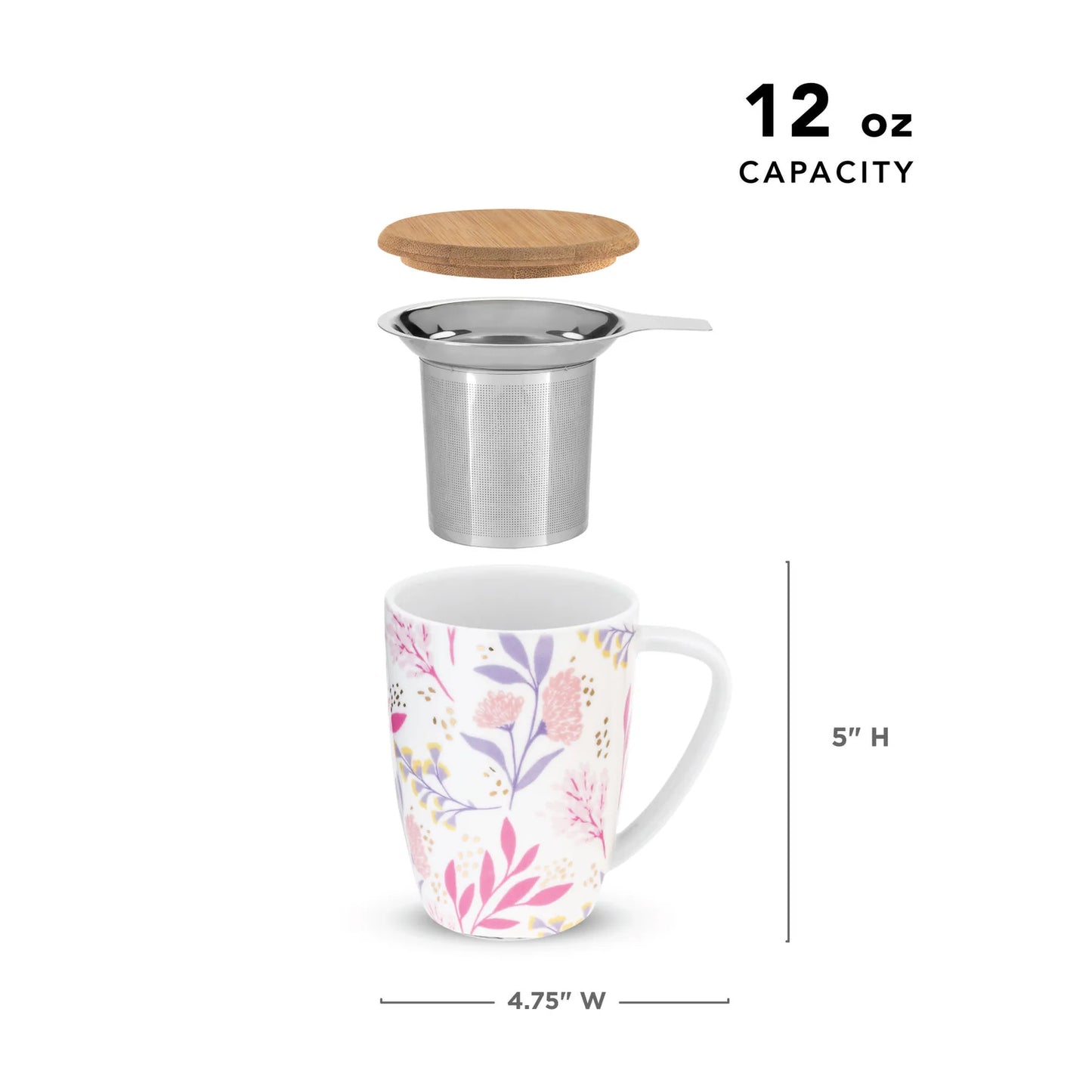 Bailey Ceramic Tea Mug and Infuser ~ Botanical Bliss