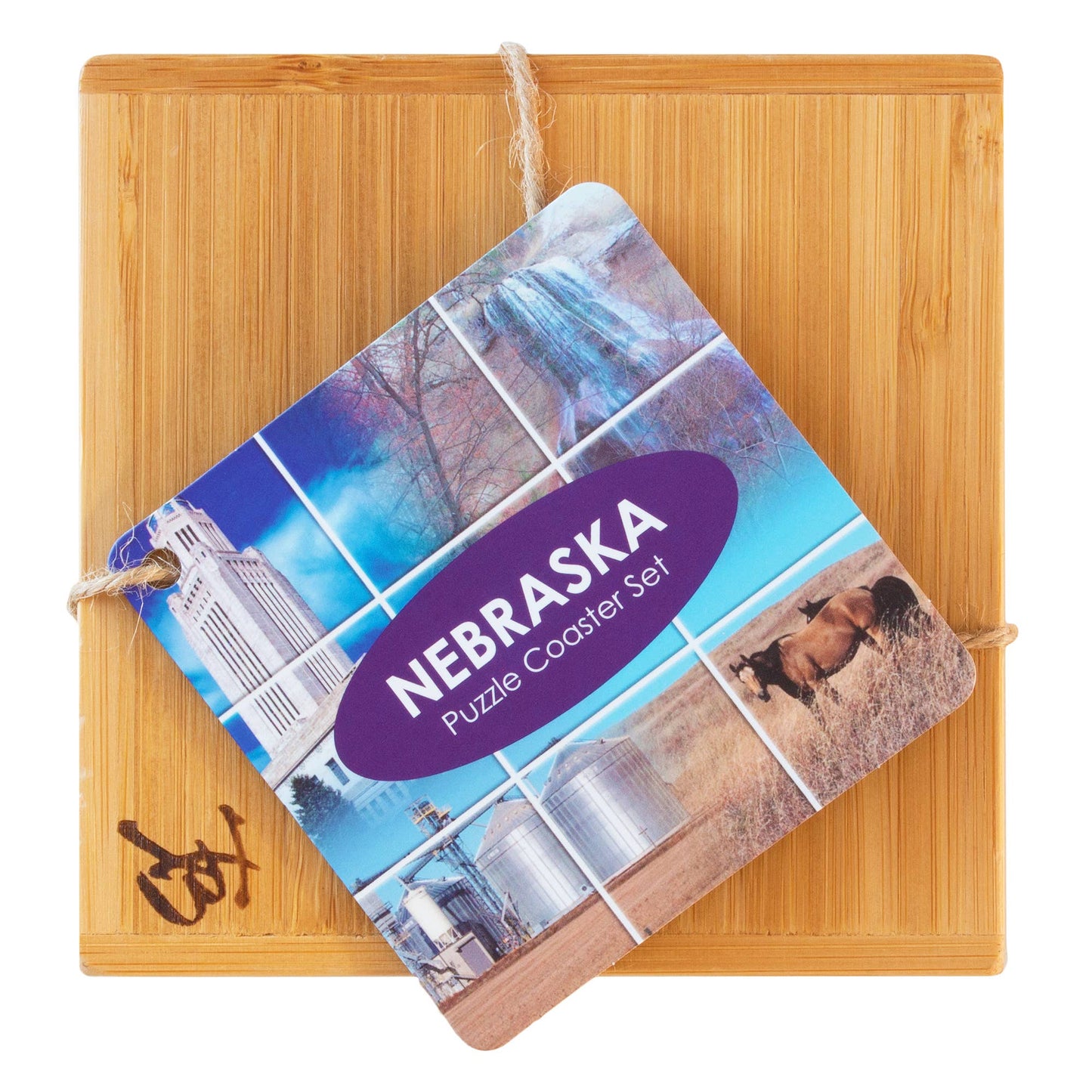 Nebraska Puzzle 4-Pc. Coaster Set with Case