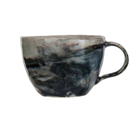 Stoneware Mug ~ White & Light Blue