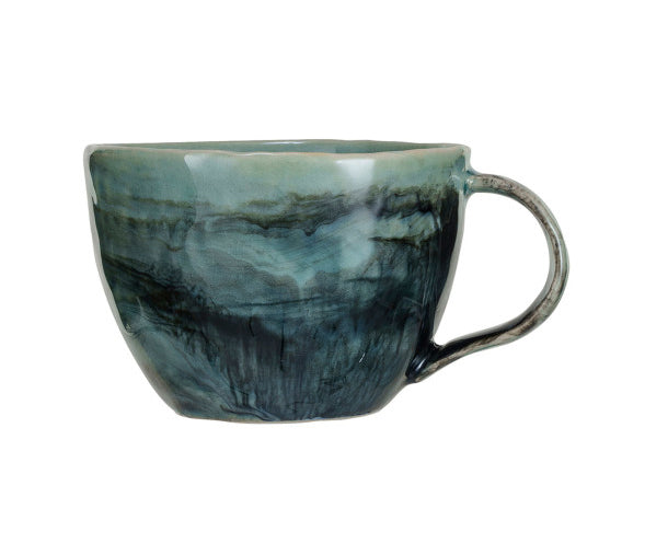 Stoneware Mug ~ White & Light Blue