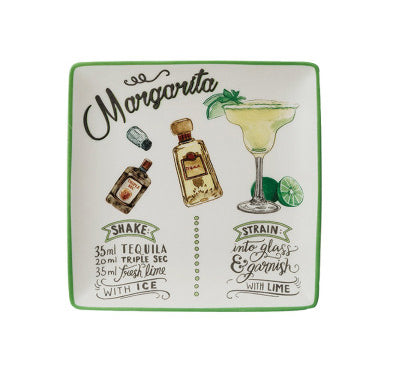 Stoneware Plate with Cocktail Recipe & Art ~ Gin & Tonic