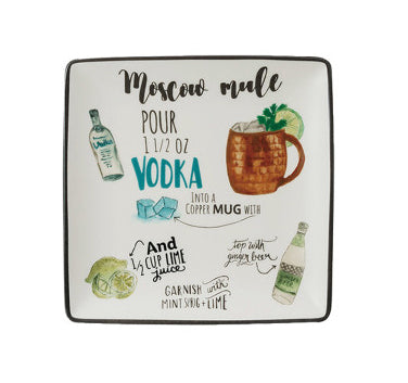 Stoneware Plate with Cocktail Recipe & Art ~ Gin & Tonic