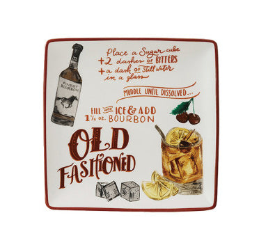 Stoneware Plate with Cocktail Recipe & Art ~ Gin & Tonic