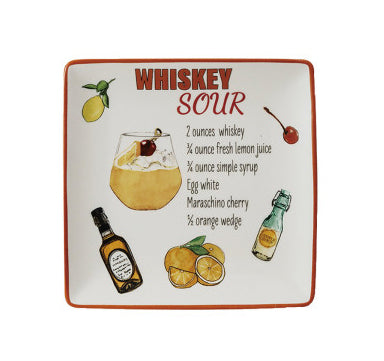 Stoneware Plate with Cocktail Recipe & Art ~ Gin & Tonic