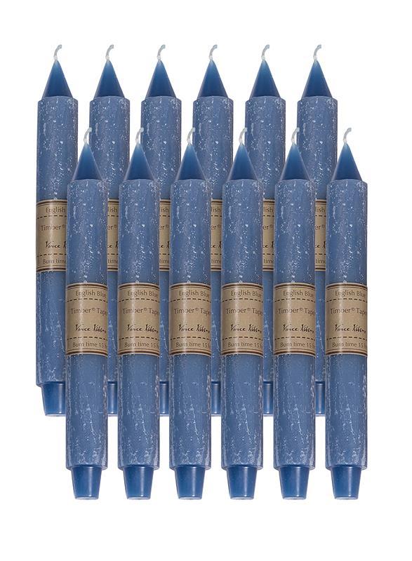 English Blue Timber Trunk Taper Candle