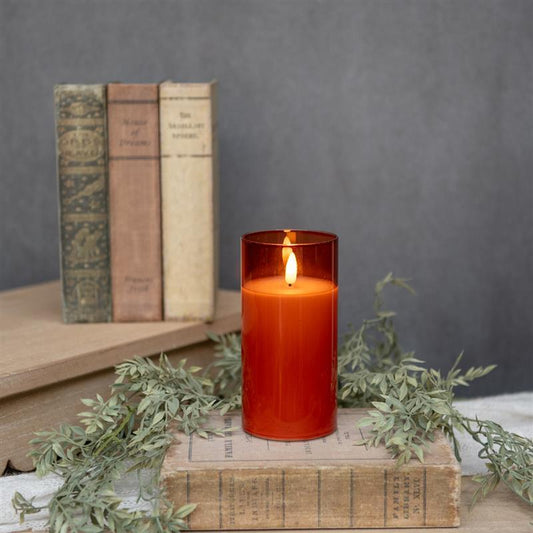 Sienna Glass 3D Flameless Candle ~ 6 Inches