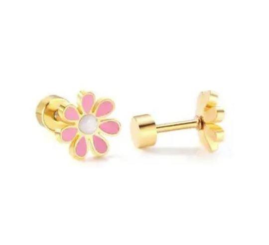 Elsie ~ Pink Flower ~ Stud Earrings