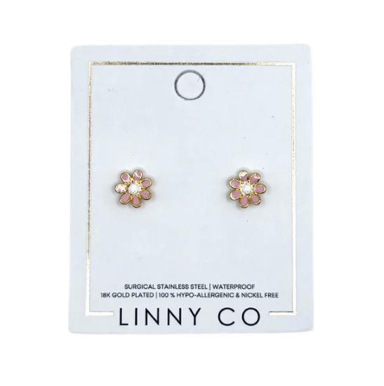 Elsie ~ Pink Flower ~ Stud Earrings
