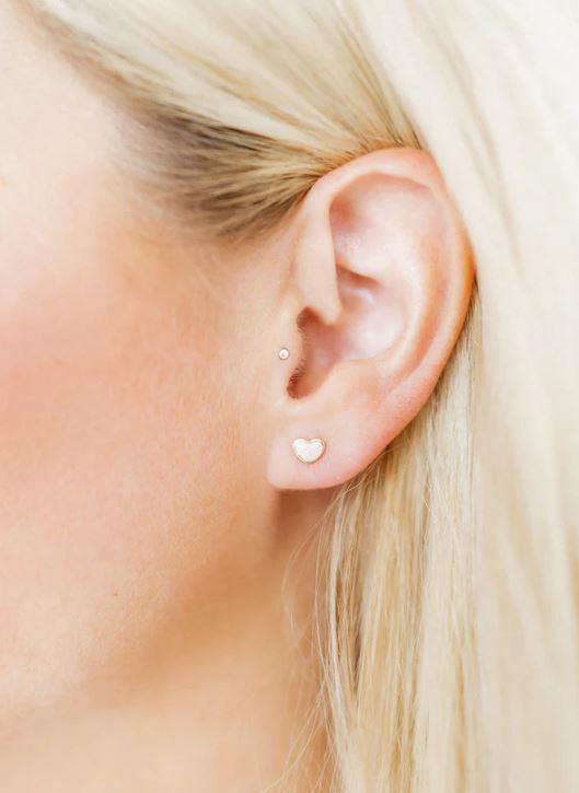 Nora ~ Pink Heart Stud Earrings