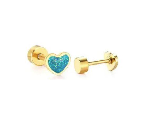 Nora ~ Teal Heart Stud Earrings