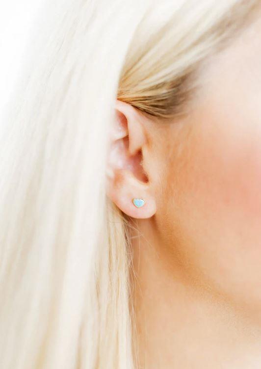Nora ~ Teal Heart Stud Earrings