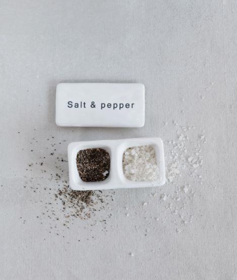 Stoneware Pinch Pot with Lid ~ Salt & Pepper