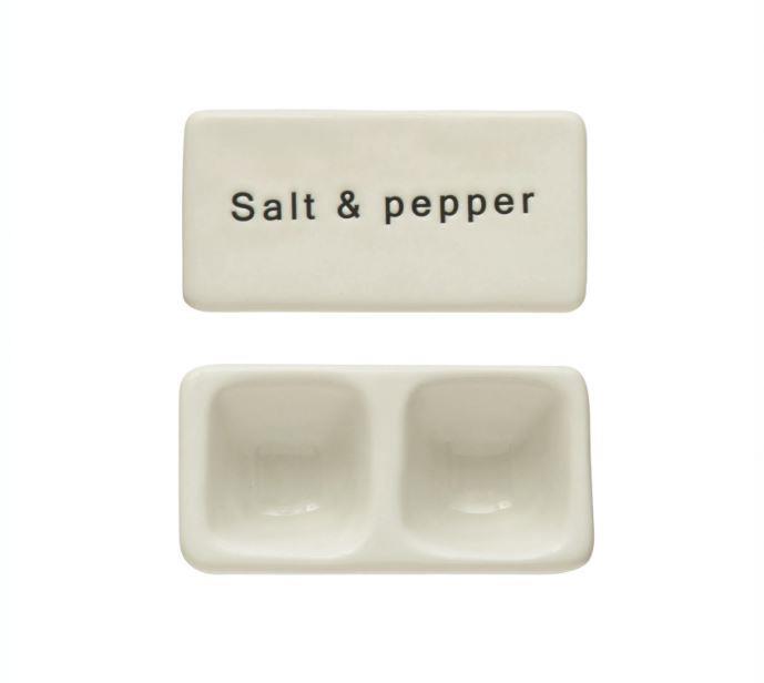Stoneware Pinch Pot with Lid ~ Salt & Pepper