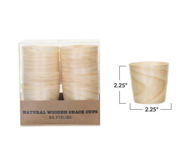 Natural Wooden Snack Cups ~ Set of 24