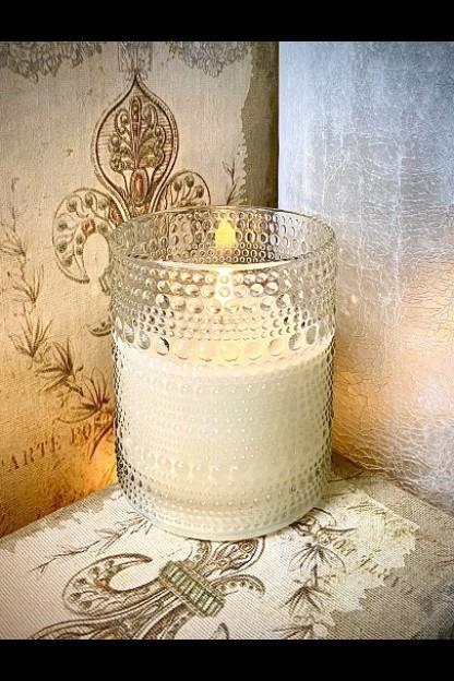 Radiance Celebration Embossed LED Candle ~ 4 x 5 ~ Simply Ivory