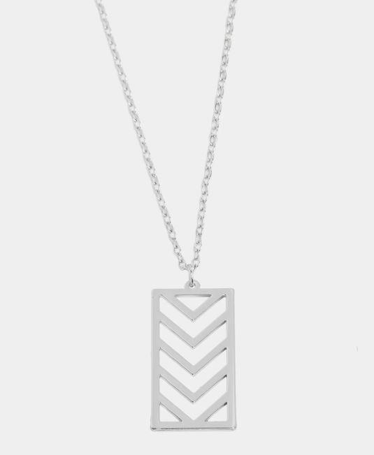 Chevron Drop Necklace ~ Silver