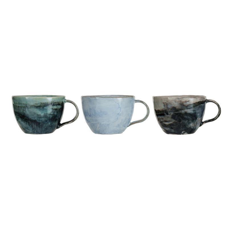 Stoneware Mug ~ White & Light Blue