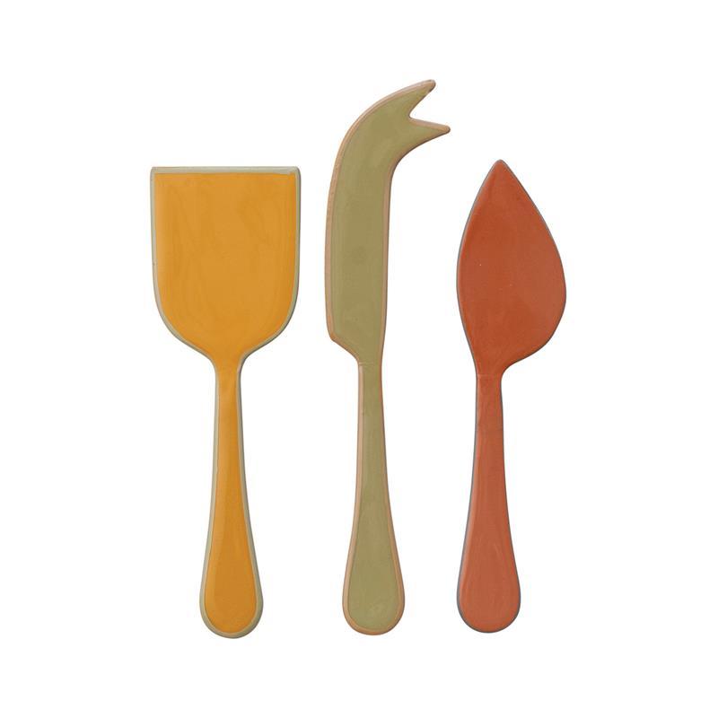 Enameled Stainless Steel Cheese Knives ~ Set of 3