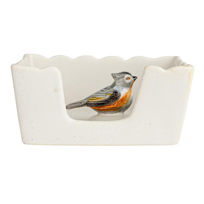 Stoneware Napkin Holder with Bird Shaped Weight