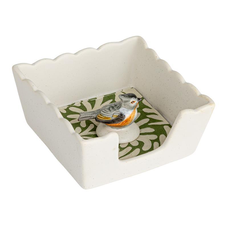 Stoneware Napkin Holder with Bird Shaped Weight