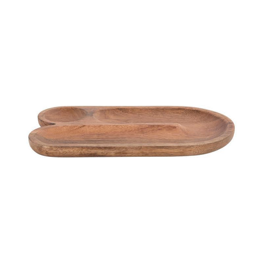 Mango Wood U Shaped Server with 2 Sections