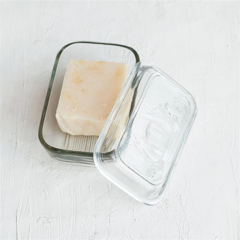 PRESSED GLASS BUTTER DISH WITH COW