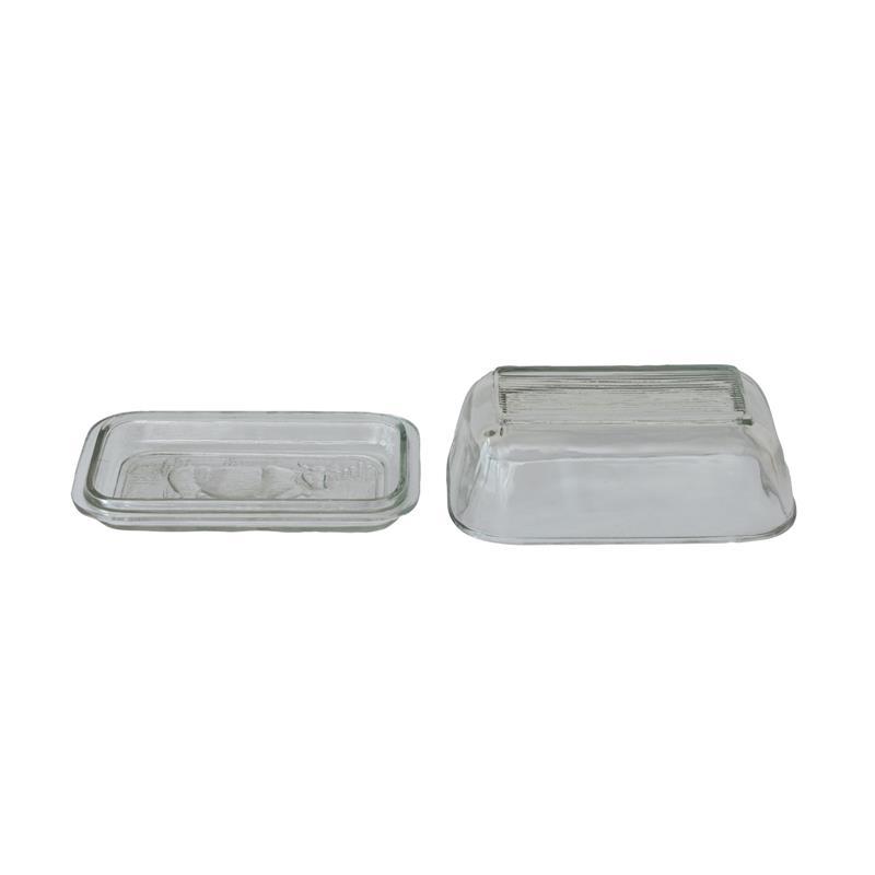 PRESSED GLASS BUTTER DISH WITH COW