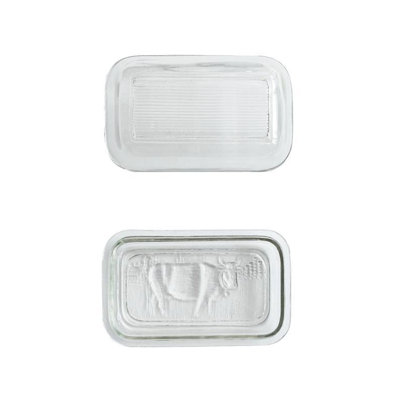 PRESSED GLASS BUTTER DISH WITH COW