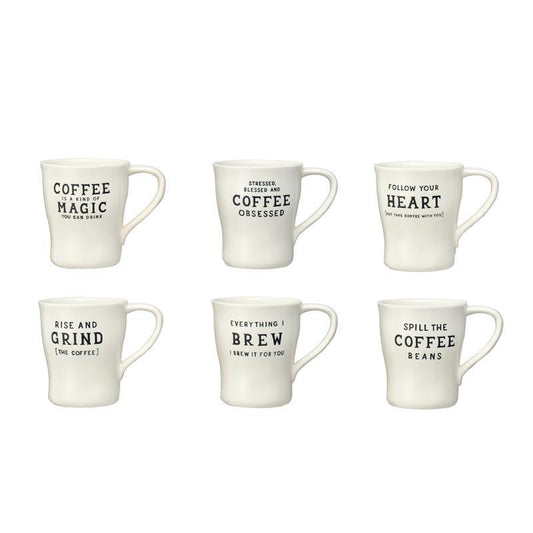 12 OZ. STONEWARE MUG WITH SAYING ~ RISE AND GRIND